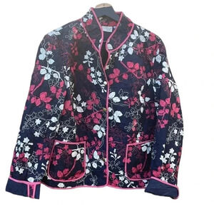 Kim Rodgers large petite pink and navy blue quilted jacket